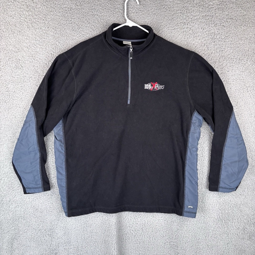 Alo Fleece Jacket Mens 2XL Black Blue 1/4 Zip Sweater *Company Logo*